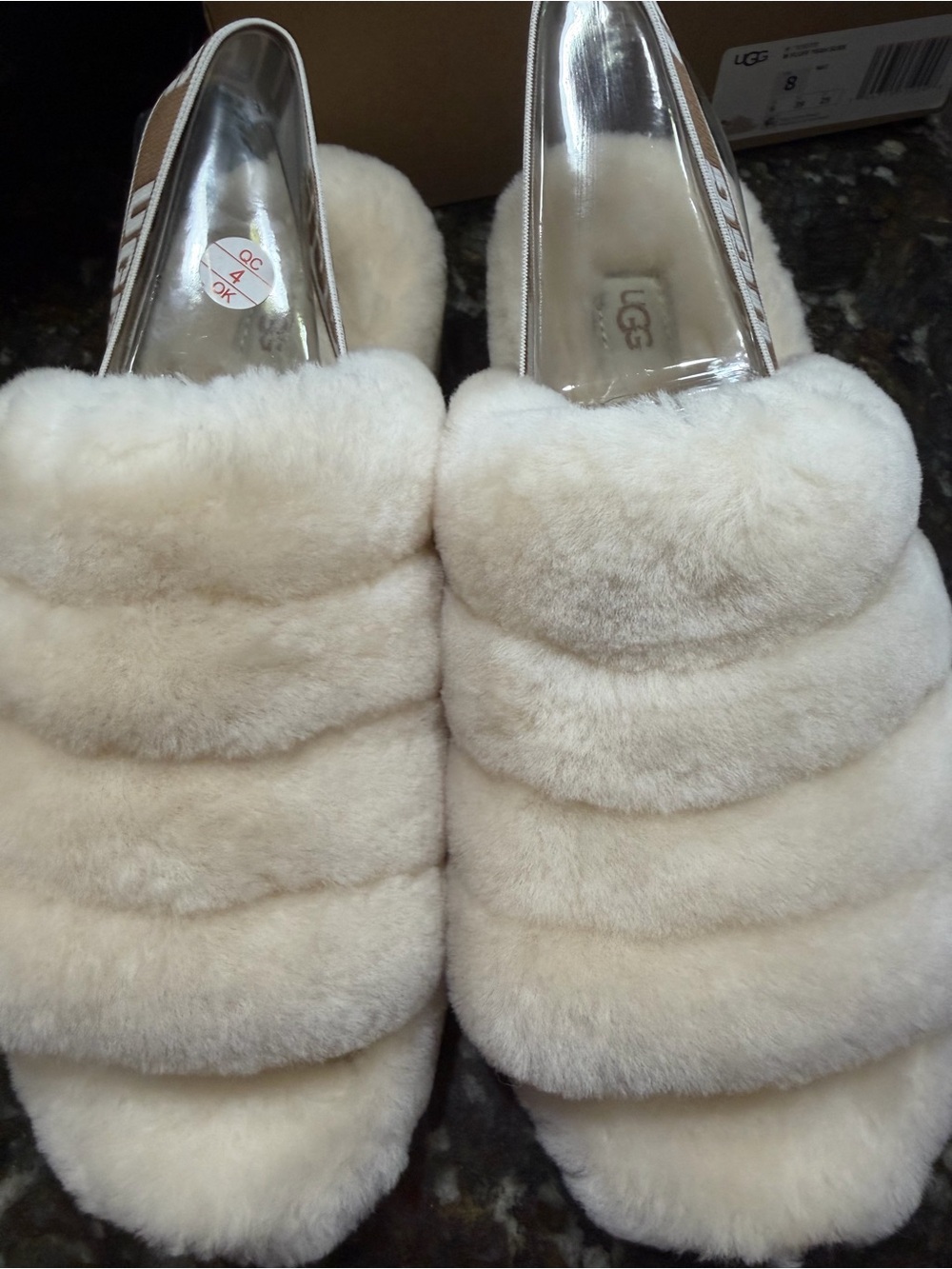 UGG Fluff Yeah slippers size 8 cream color NWT and box